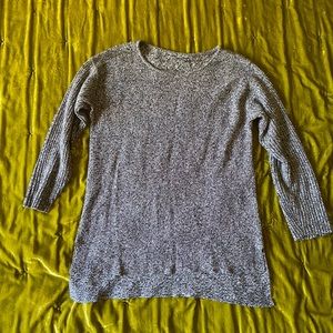 Grey Oversized Tunic-Style Sweater